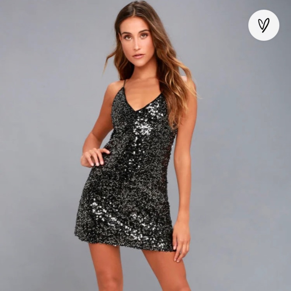 Lulus black sequin dress